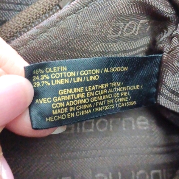 Liz Claiborne Leather& Linen Blend Crm/Brn X-Body/Shoulder Bag Numerous Sections - Picture 9 of 15